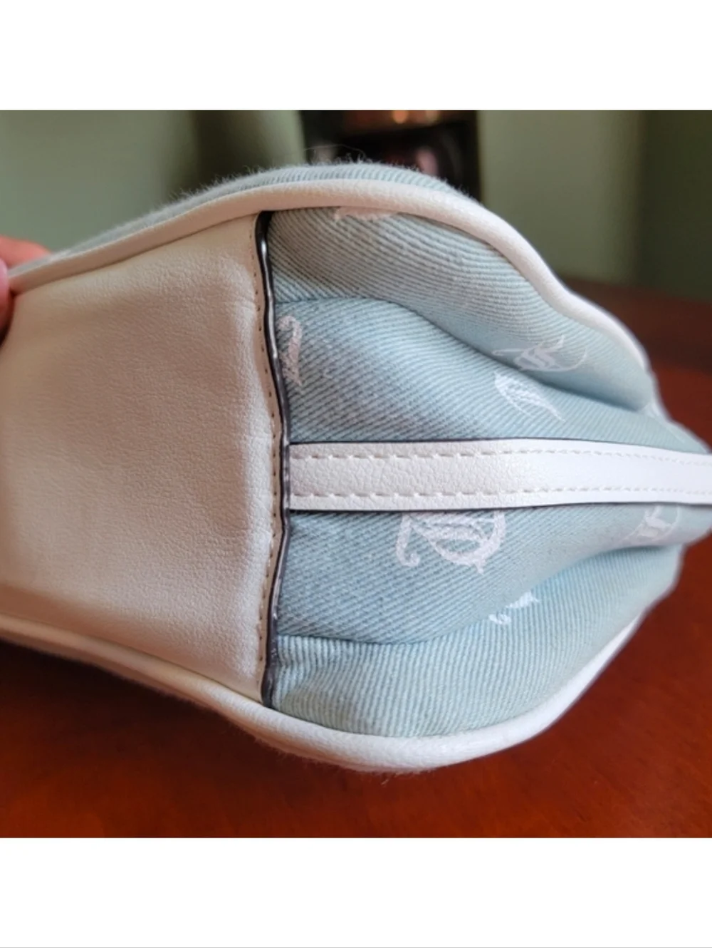 Juicy Couture Y2K Denim Monogram Blue White Crossbody Bag Vegan Leather